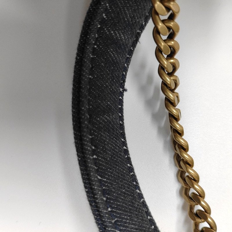 DIOR Diorama深藍色牛仔布藤格紋鉚釘盾牌包單肩包斜挎包金色五金可拆卸肩帶-18