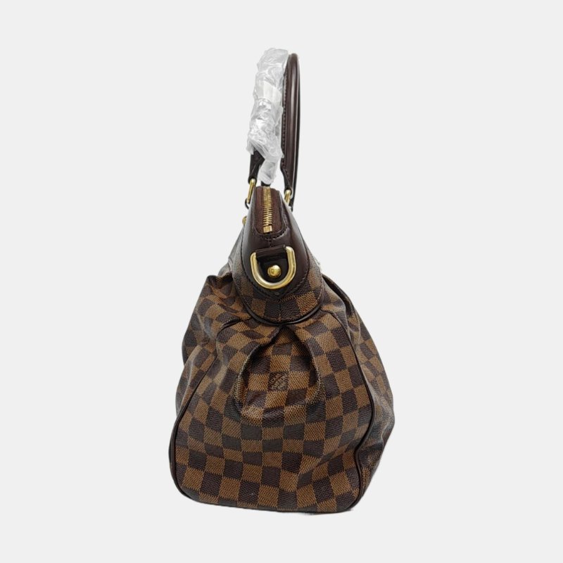 LOUIS VUITTON TREVI大號棕色塗層帆布棋盤格手提包單肩包金色五金-2