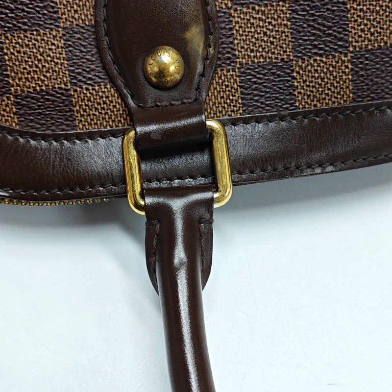LOUIS VUITTON TREVI大號棕色塗層帆布棋盤格手提包單肩包金色五金-8