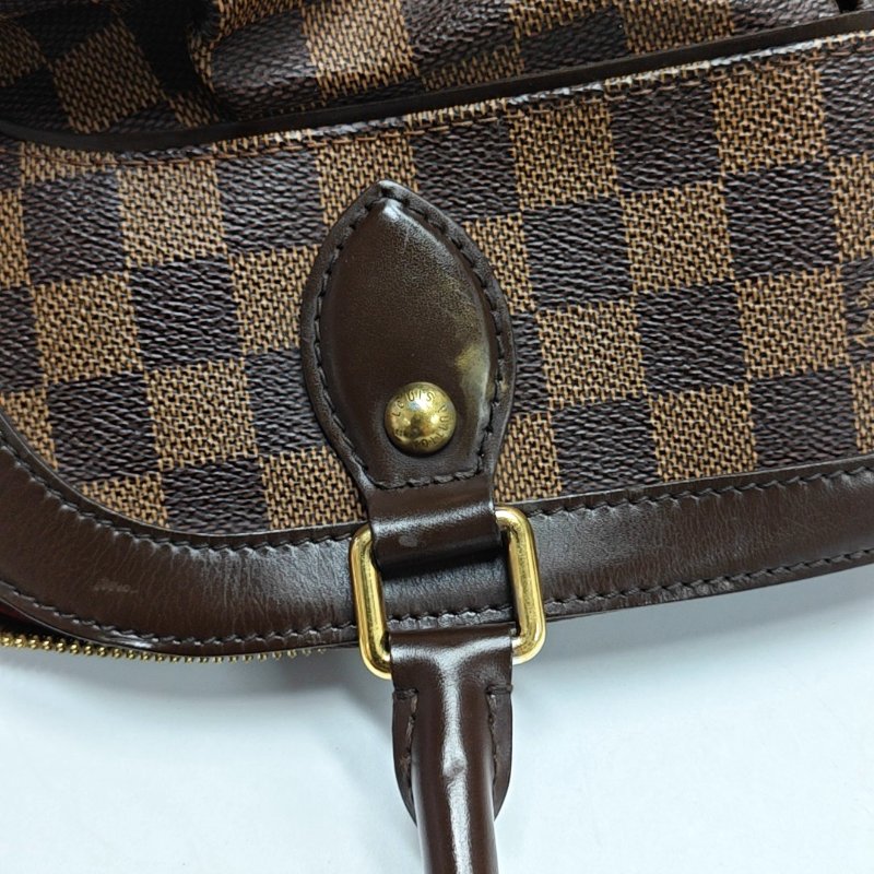 LOUIS VUITTON TREVI大號棕色塗層帆布棋盤格手提包單肩包金色五金-9
