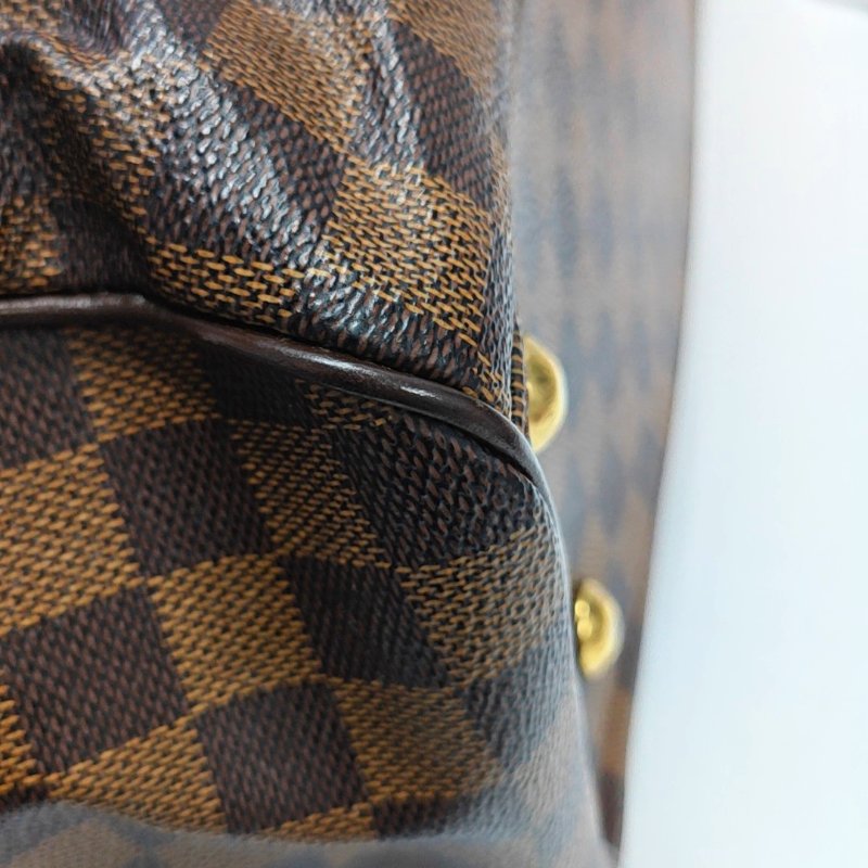 LOUIS VUITTON TREVI大號棕色塗層帆布棋盤格手提包單肩包金色五金-11