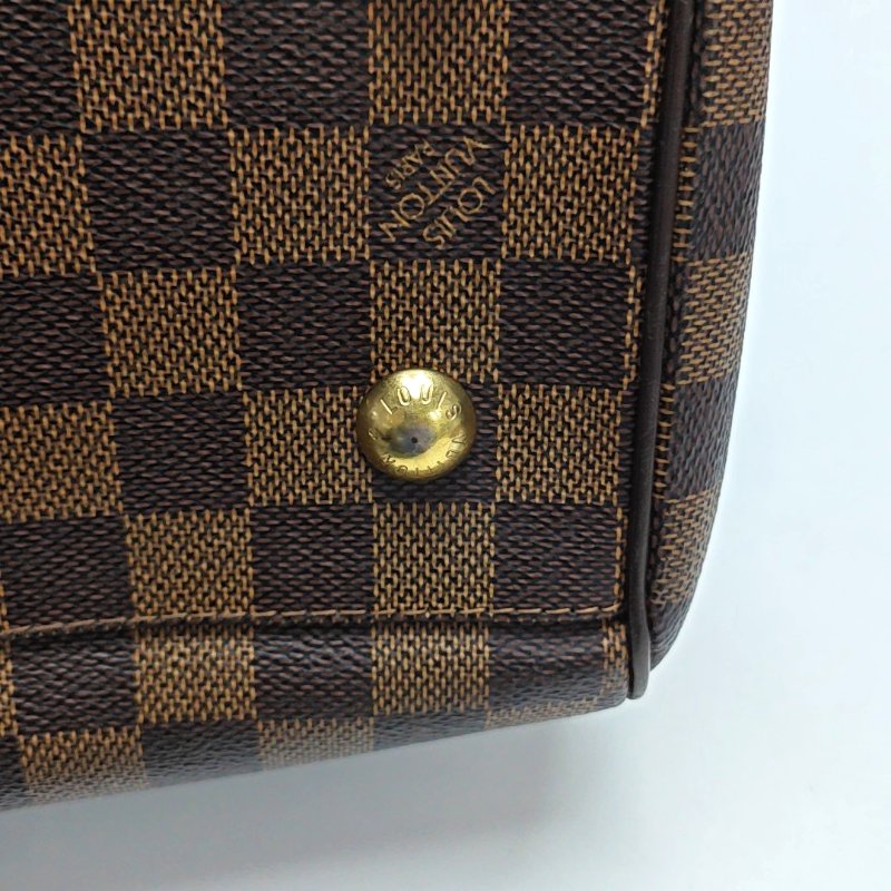 LOUIS VUITTON TREVI大號棕色塗層帆布棋盤格手提包單肩包金色五金-12