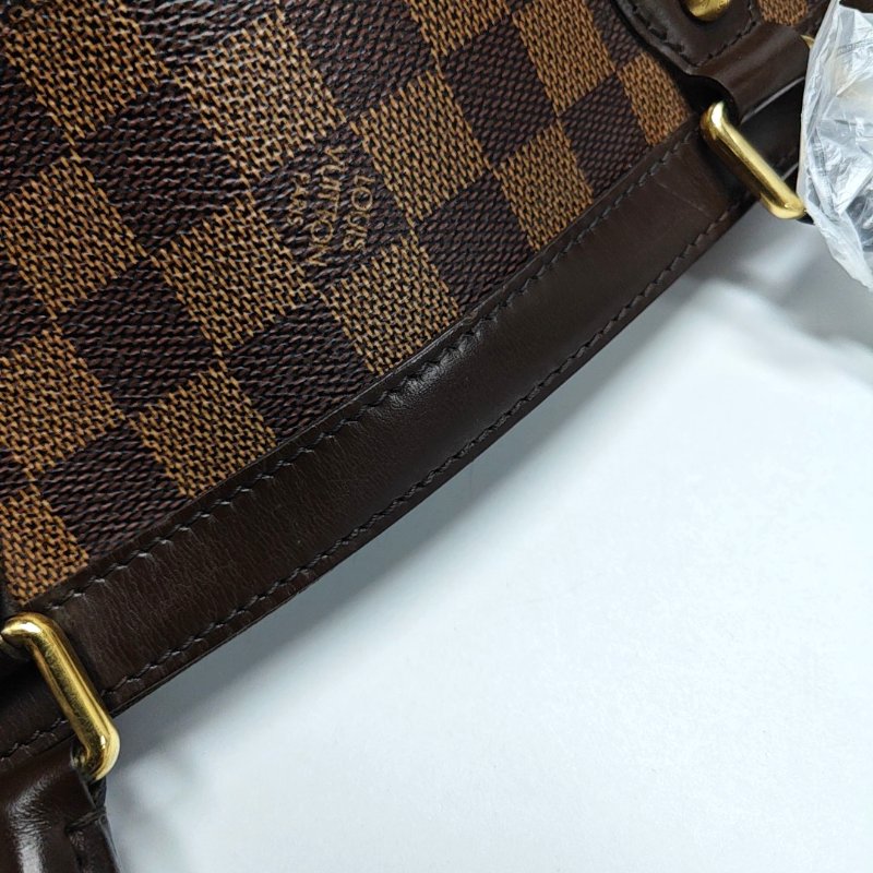 LOUIS VUITTON TREVI大號棕色塗層帆布棋盤格手提包單肩包金色五金-13