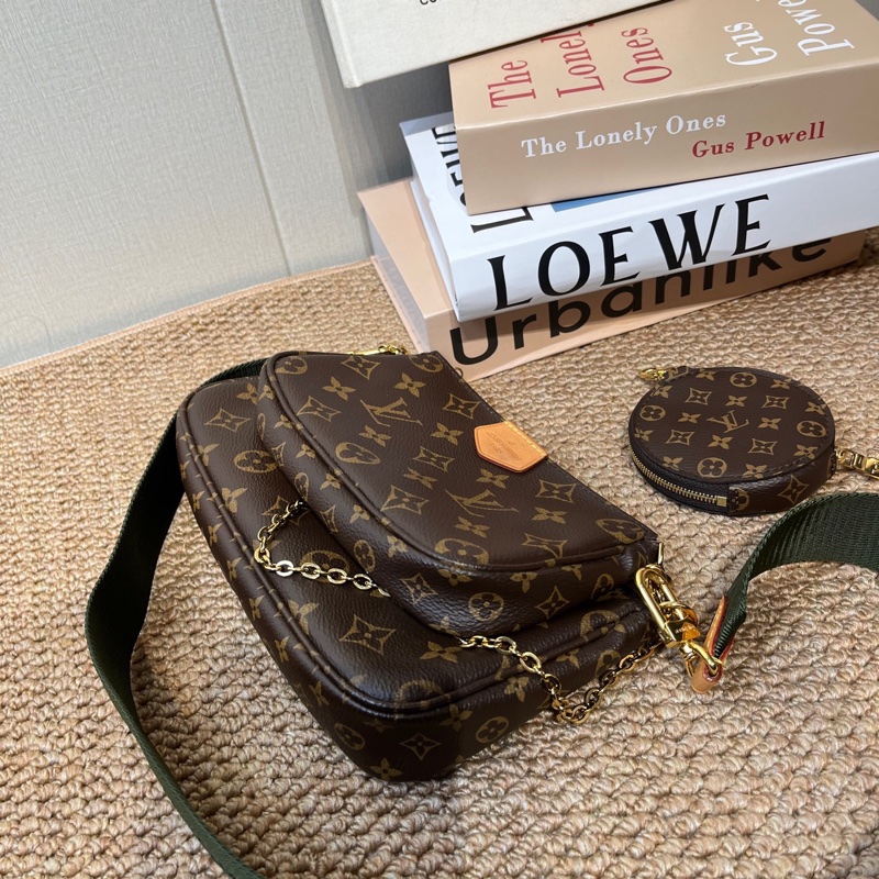 97新LV 路易威登 經典老花五合一 手拿斜挎包單肩包 綠色肩帶 無附件。-3