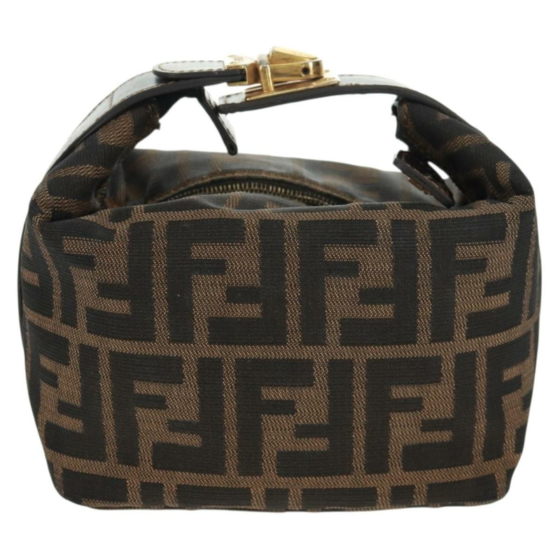 【日本直送】FENDI Zucca帆布化妝包 黑色棕色 正品 164118V-1