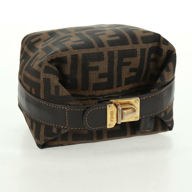 【日本直送】FENDI Zucca帆布化妝包 黑色棕色 正品 164118V-4