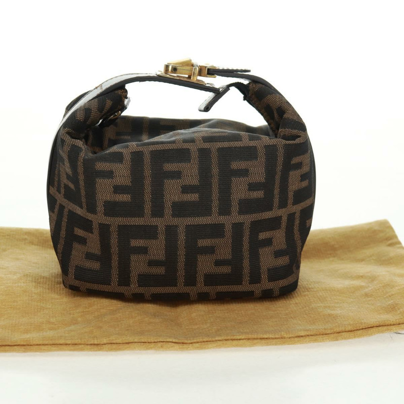 【日本直送】FENDI Zucca帆布化妝包 黑色棕色 正品 164118V-11
