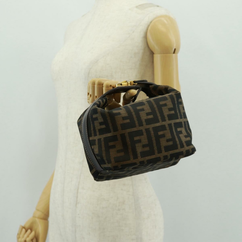 【日本直送】FENDI Zucca帆布化妝包 黑色棕色 正品 164118V-20