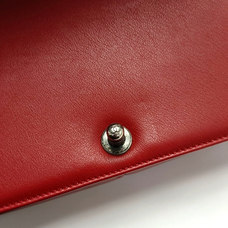 CHANEL BOY CHANEL大號紅色牛皮菱格紋絎縫單肩包斜挎包釘色五金20開可拆卸肩帶-8