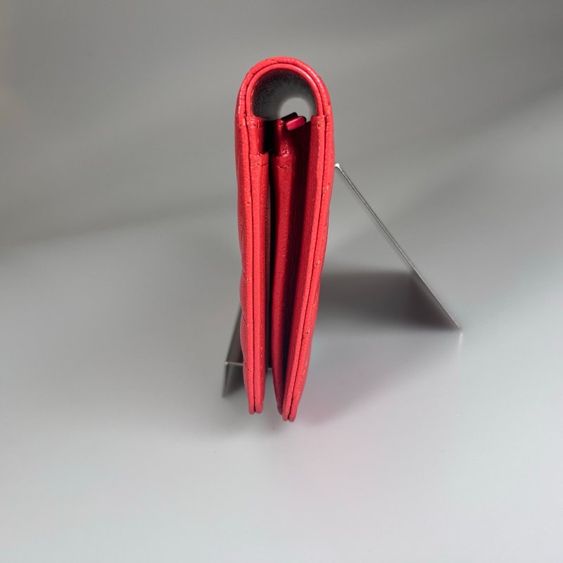 CHANEL Border stitch 對開長夾 紅 22開-2