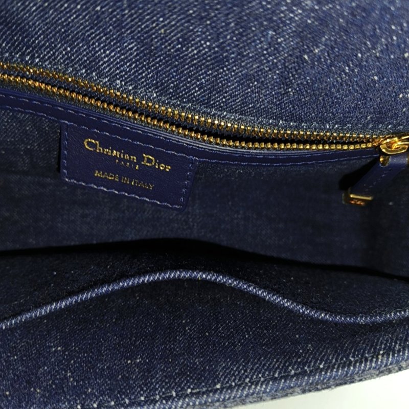 DIOR 30 Montaigne 藍色織物蒙田包斜挎包單肩包 金色五金 9.8新-6