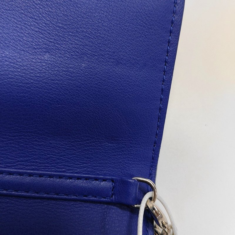 DIOR Miss Dior藍紫色漆皮藤格紋絎縫手提包銀色五金可拆卸肩帶-11