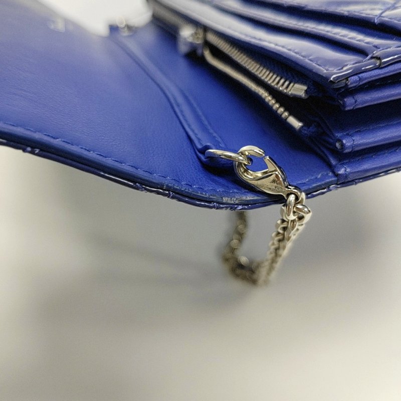 DIOR Miss Dior藍紫色漆皮藤格紋絎縫手提包銀色五金可拆卸肩帶-12