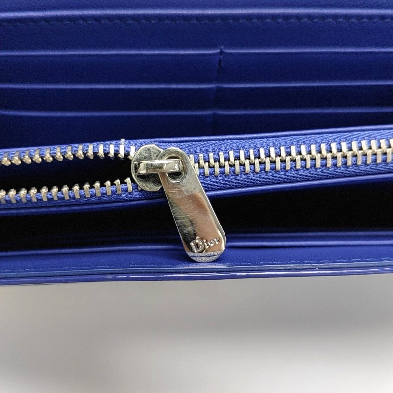 DIOR Miss Dior藍紫色漆皮藤格紋絎縫手提包銀色五金可拆卸肩帶-15