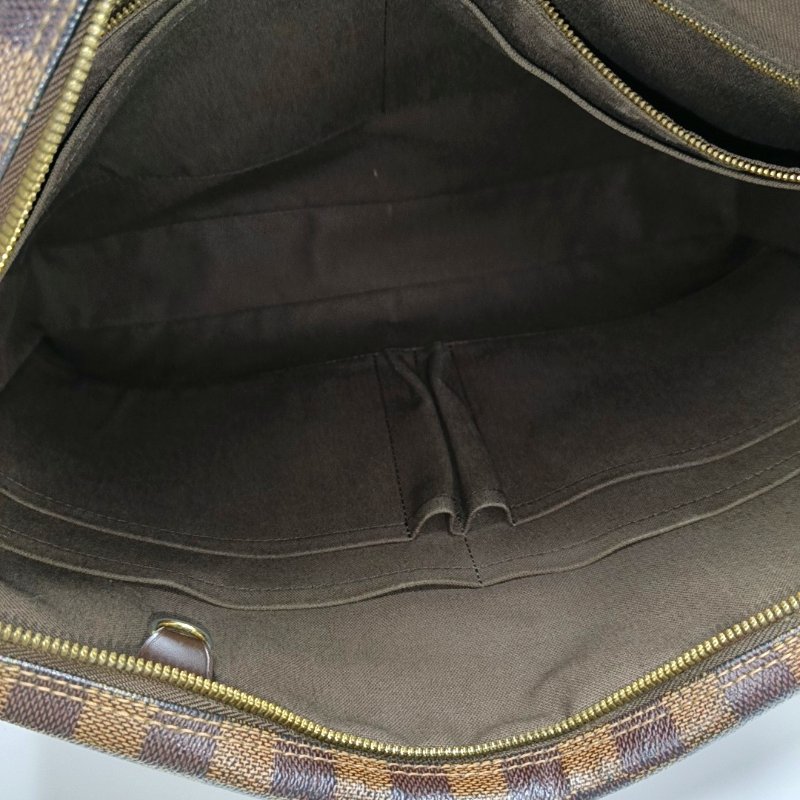 LOUIS VUITTON PORTE-DOCUMENTS棕色塗層帆布棋盤格手提包金色五金-6