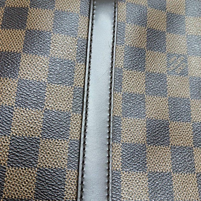 LOUIS VUITTON PORTE-DOCUMENTS棕色塗層帆布棋盤格手提包金色五金-8
