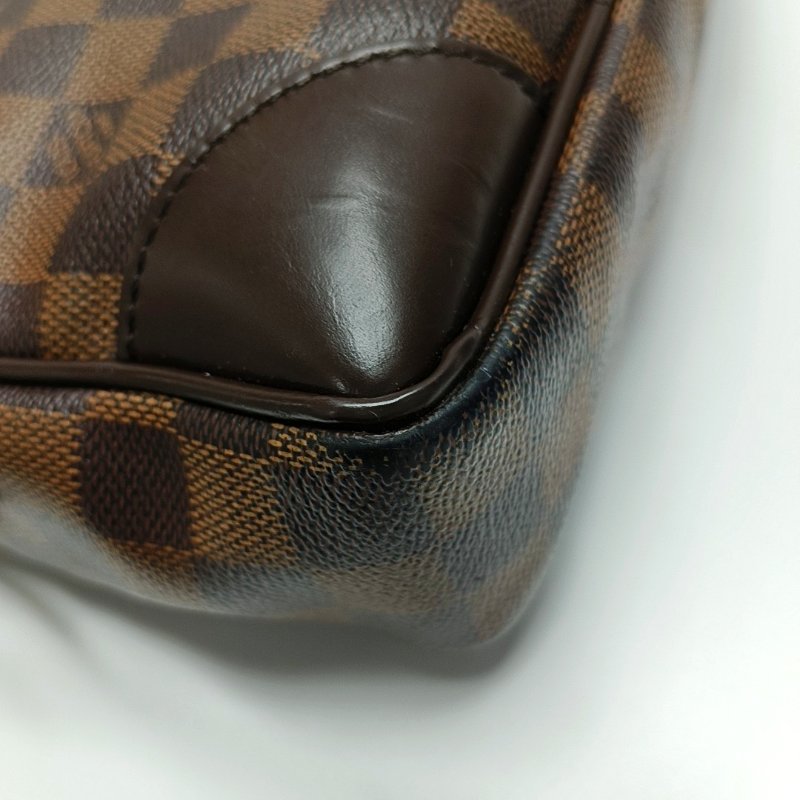 LOUIS VUITTON PORTE-DOCUMENTS棕色塗層帆布棋盤格手提包金色五金-11