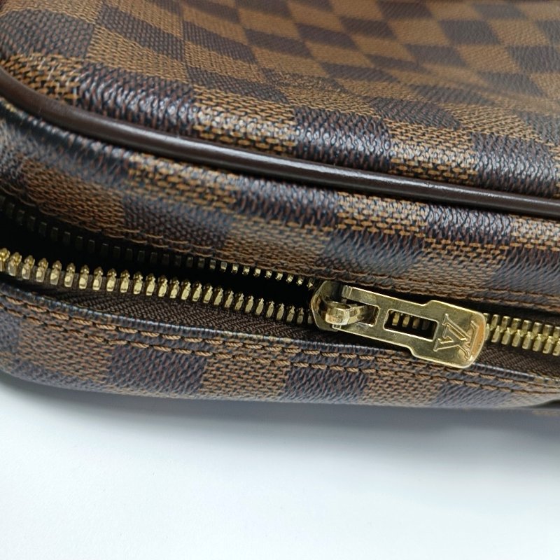 LOUIS VUITTON PORTE-DOCUMENTS棕色塗層帆布棋盤格手提包金色五金-13