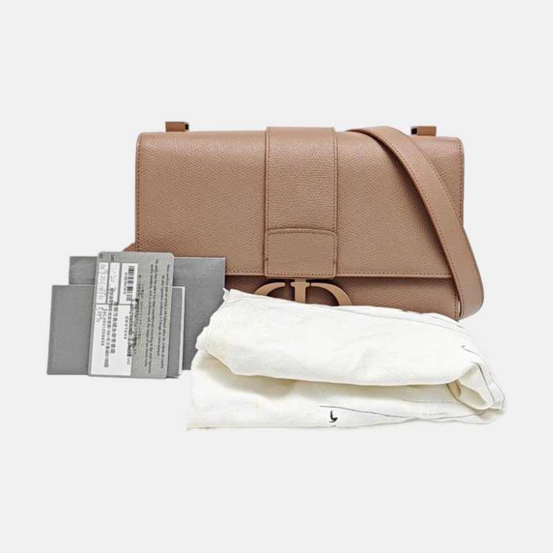 DIOR 30 Montaigne豆沙色牛皮蒙田包單肩包斜挎包金色五金可拆卸肩帶-7