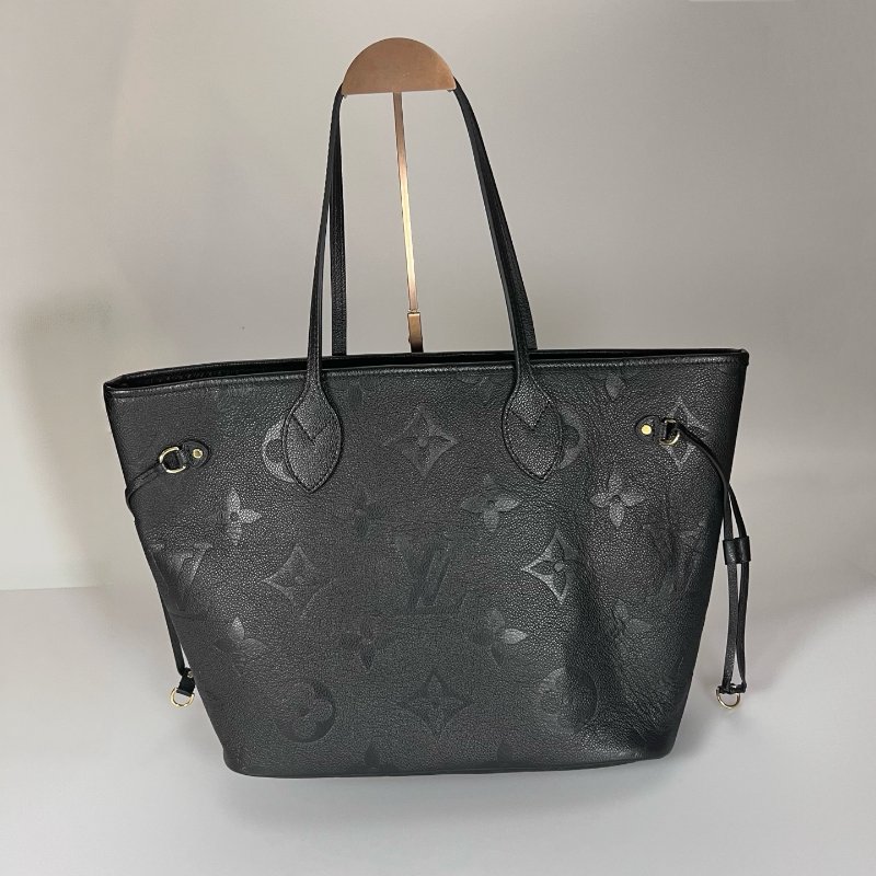 LV M45685/晶片款 黑全皮NEVERFULL MM 托特包-1