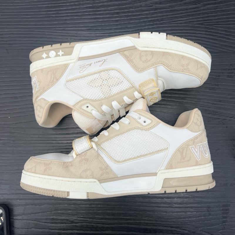 99新Louis Vuitton路易威登 米白魔術貼 碼7  41 碼無附件-3