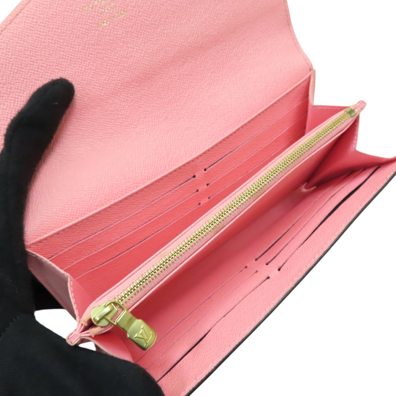 罌粟紅/棕色 原花帆布 Jungle圖騰 Sarah 釦式長夾【LOUIS VUITTON LV 路易威登】 M42576-5