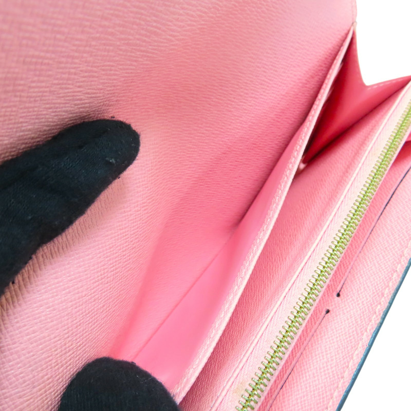 罌粟紅/棕色 原花帆布 Jungle圖騰 Sarah 釦式長夾【LOUIS VUITTON LV 路易威登】 M42576-6