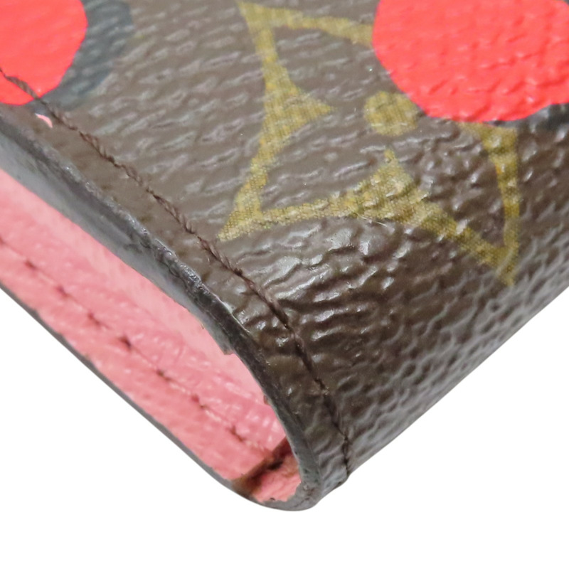 罌粟紅/棕色 原花帆布 Jungle圖騰 Sarah 釦式長夾【LOUIS VUITTON LV 路易威登】 M42576-11