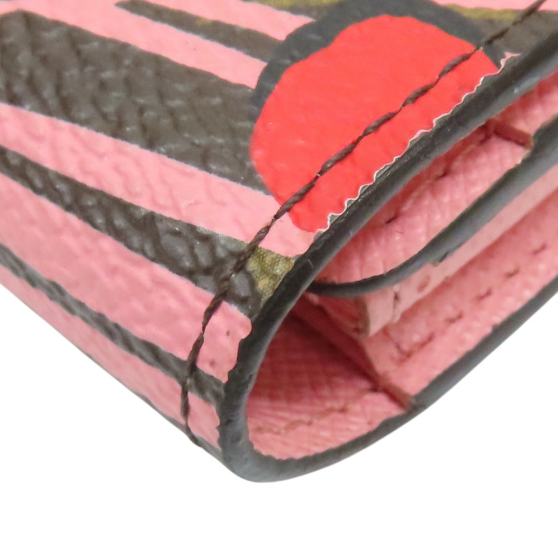 罌粟紅/棕色 原花帆布 Jungle圖騰 Sarah 釦式長夾【LOUIS VUITTON LV 路易威登】 M42576-12