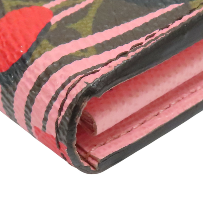 罌粟紅/棕色 原花帆布 Jungle圖騰 Sarah 釦式長夾【LOUIS VUITTON LV 路易威登】 M42576-14