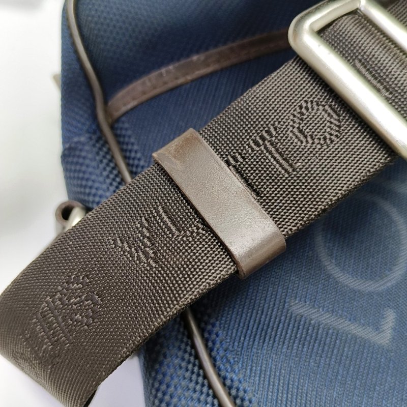 LOUIS VUITTON CITADIN深藍色帆布斜挎包單肩包銀色五金-16