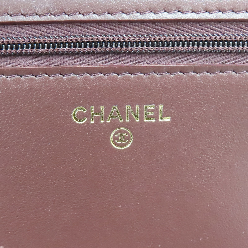 黑色 菱格紋 牛皮 扣式長夾【CHANEL 香奈兒】-8