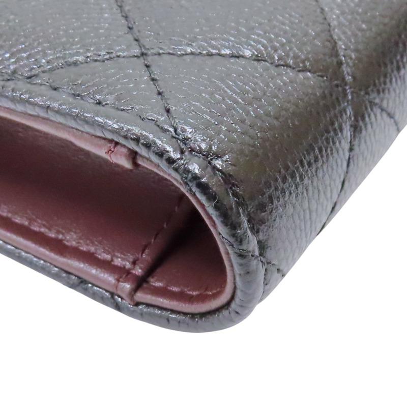 黑色 菱格紋 牛皮 扣式長夾【CHANEL 香奈兒】-10