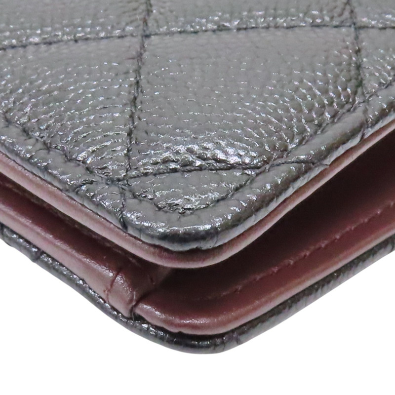 黑色 菱格紋 牛皮 扣式長夾【CHANEL 香奈兒】-11