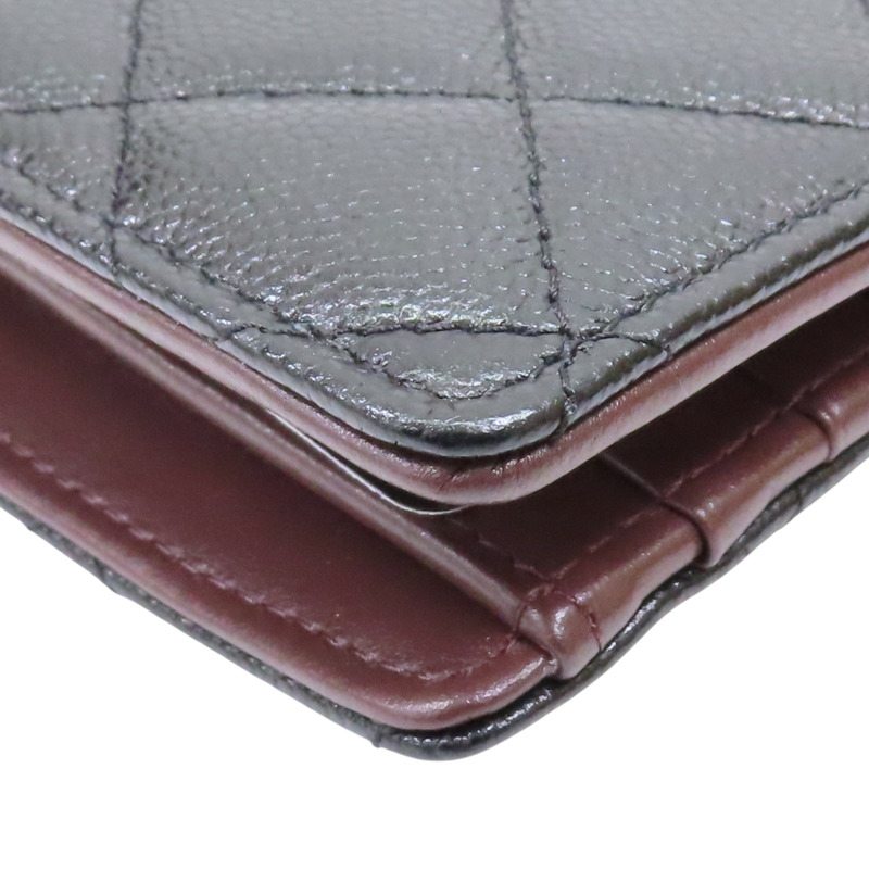 黑色 菱格紋 牛皮 扣式長夾【CHANEL 香奈兒】-12