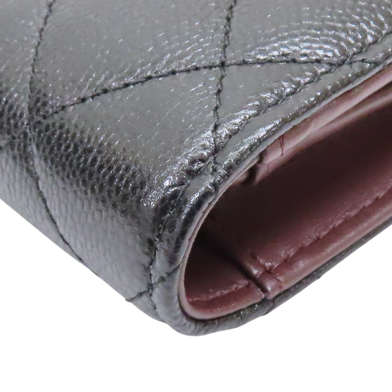 黑色 菱格紋 牛皮 扣式長夾【CHANEL 香奈兒】-13