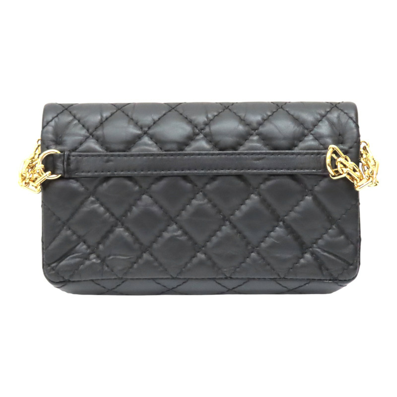 黑色 菱格紋 牛皮 Reissue 2.55 鍊帶 腰包 金釦【CHANEL 香奈兒】 A57791-1