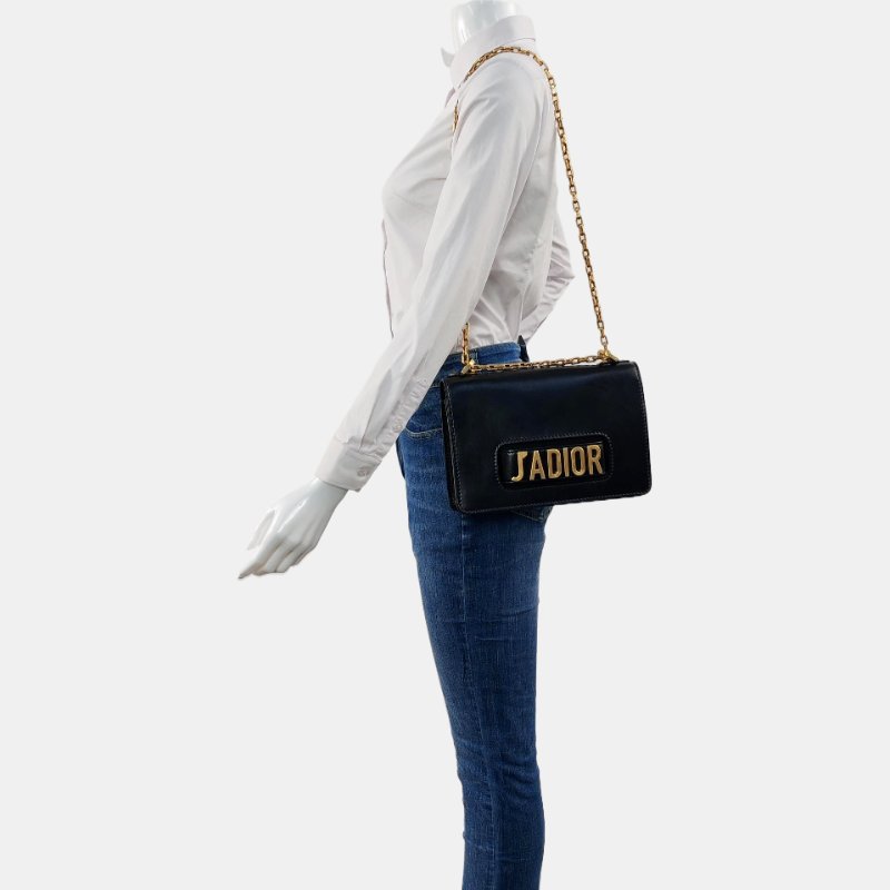 DIOR J'Adior黑色牛皮單肩包斜挎包金色五金-1