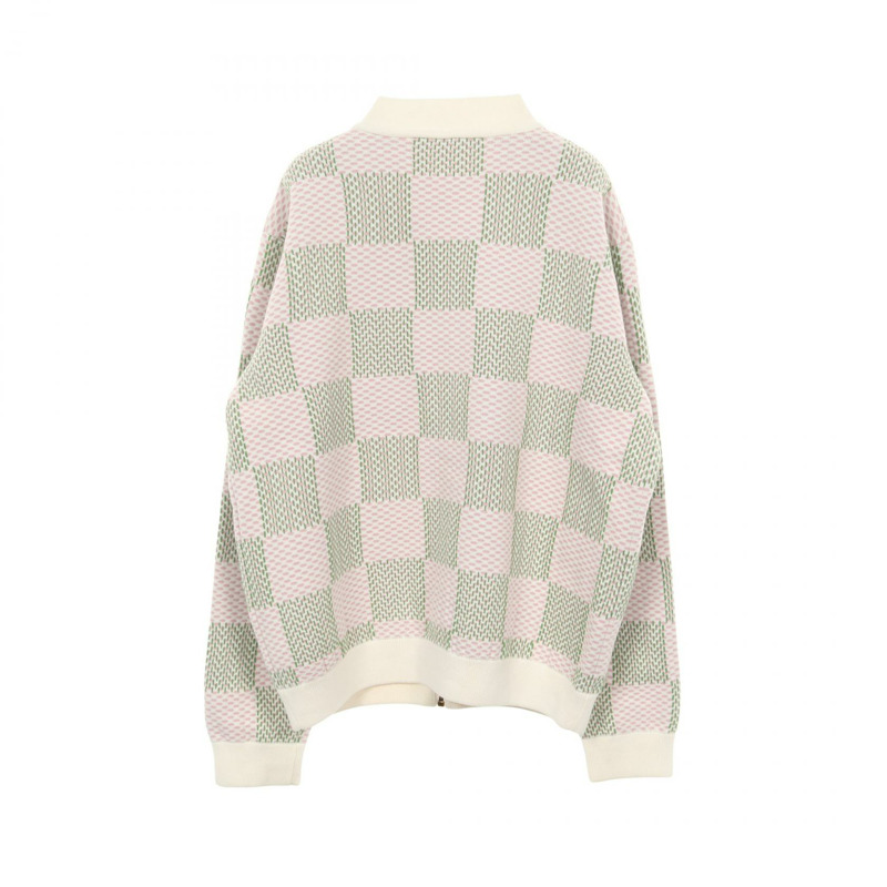 LOUIS VUITTON Damier 提花拉鍊外套 #L 棉質外套 白色 綠色-1
