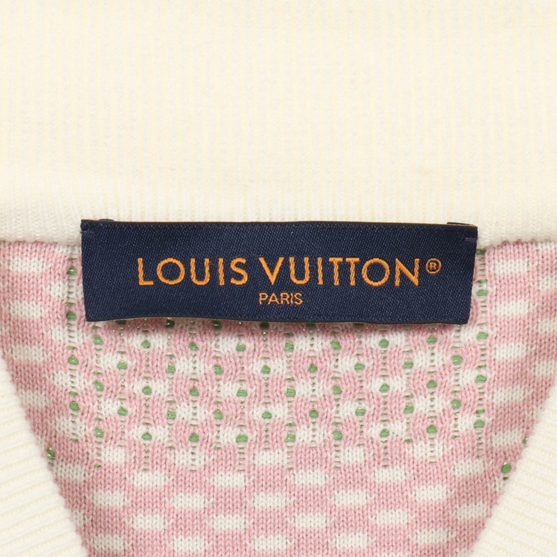 LOUIS VUITTON Damier 提花拉鍊外套 #L 棉質外套 白色 綠色-2
