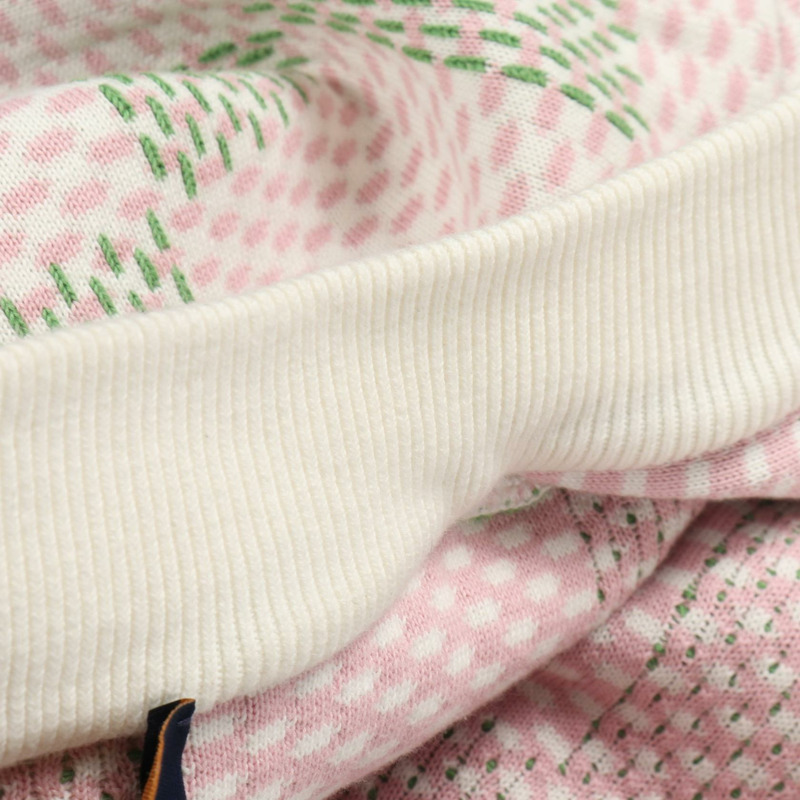 LOUIS VUITTON Damier 提花拉鍊外套 #L 棉質外套 白色 綠色-7