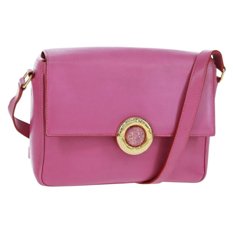 【日本直送】CELINE 圓背包 皮革 粉紅色 金色裝飾 正品 163248V-0