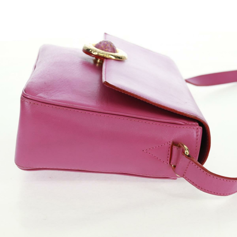 【日本直送】CELINE 圓背包 皮革 粉紅色 金色裝飾 正品 163248V-3