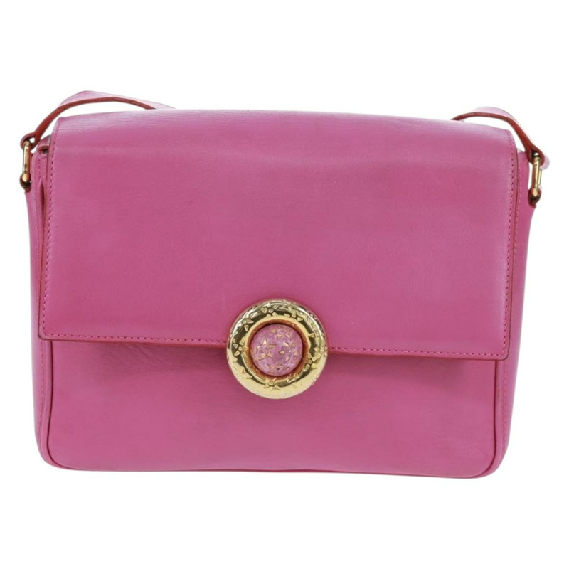 【日本直送】CELINE 圓背包 皮革 粉紅色 金色裝飾 正品 163248V-12