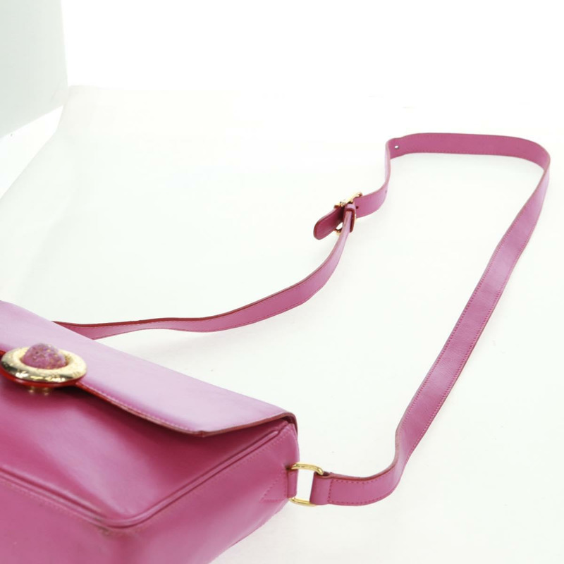 【日本直送】CELINE 圓背包 皮革 粉紅色 金色裝飾 正品 163248V-13