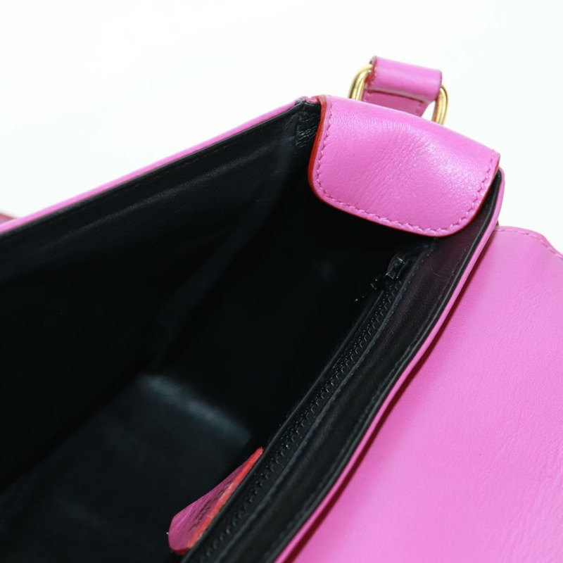 【日本直送】CELINE 圓背包 皮革 粉紅色 金色裝飾 正品 163248V-21