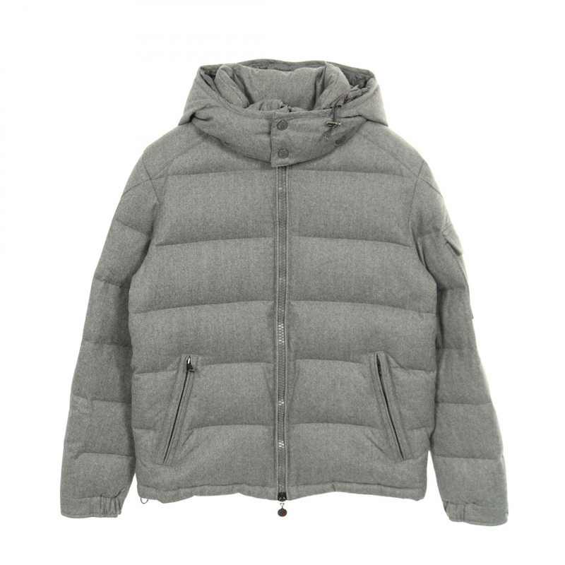 MONCLER MONTGENEVRE 羽絨外套 #2 連帽羊毛灰色二手男款-0
