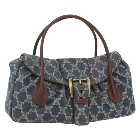 CELINE Paris Macadam帆布手提包 藍色 正品 162405V