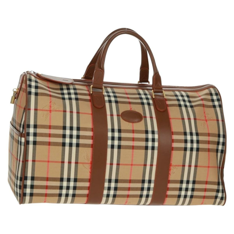 【日本直送】BURBERRY Nova 格紋波士頓包 尼龍 米色 金色 正品 yk20164V-0