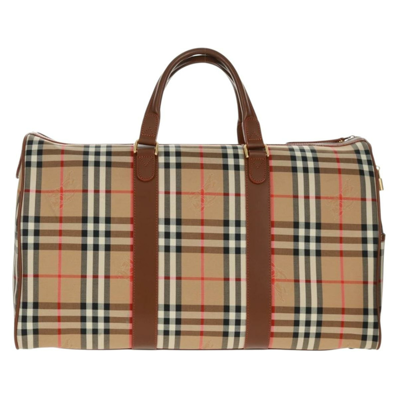 【日本直送】BURBERRY Nova 格紋波士頓包 尼龍 米色 金色 正品 yk20164V-1